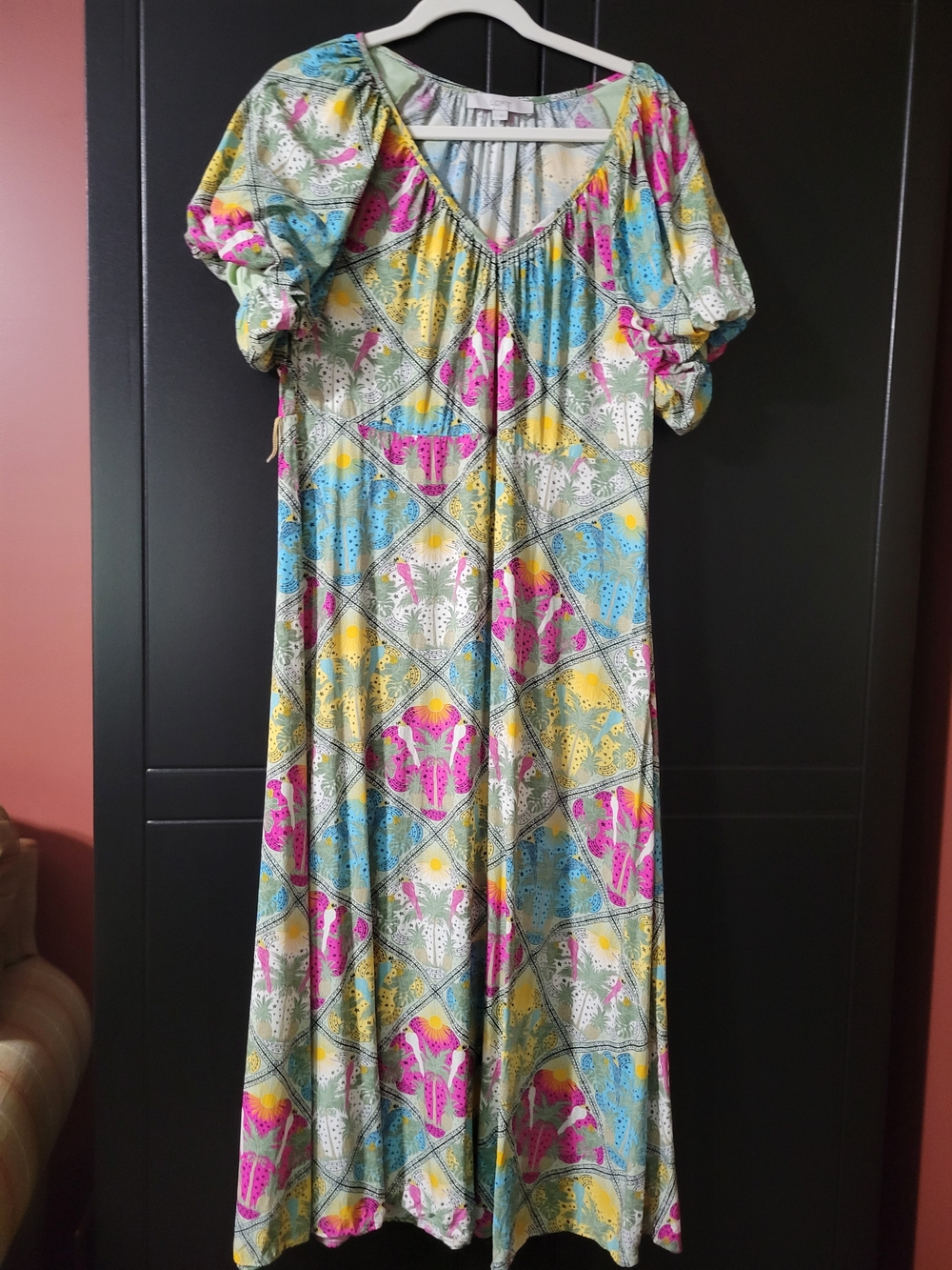 LOFT Pastel Floral and Geometric Midi Dress Resortwear